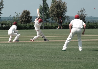 Cricket players on field